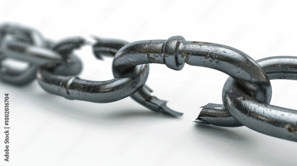 Fototapeta premium Close-Up of Rusty Metal Chain Link on White Background