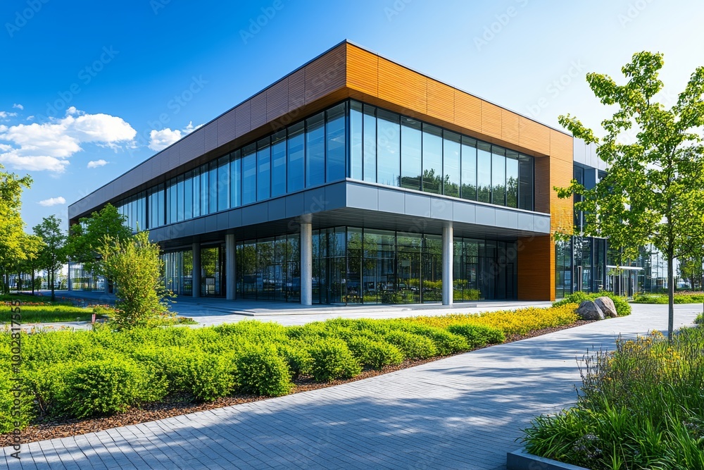 Modern office building facade - corporate business buildings, Generative AI Modern office building facade - corporate business buildings, Generative AI