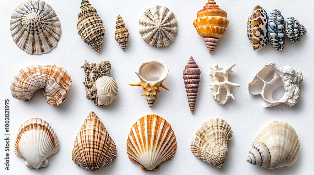Seashell Collection on a White Background Seashell Collection on a White Background