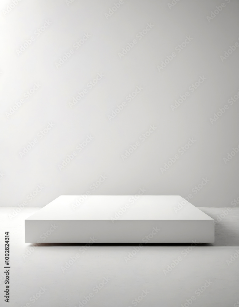 White rectangular pedestal for product display, on white background White rectangular pedestal for product display, on white background