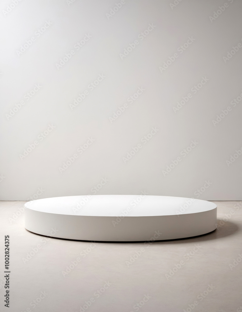 White round pedestal for product display on a light gray background White round pedestal for product display on a light gray background
