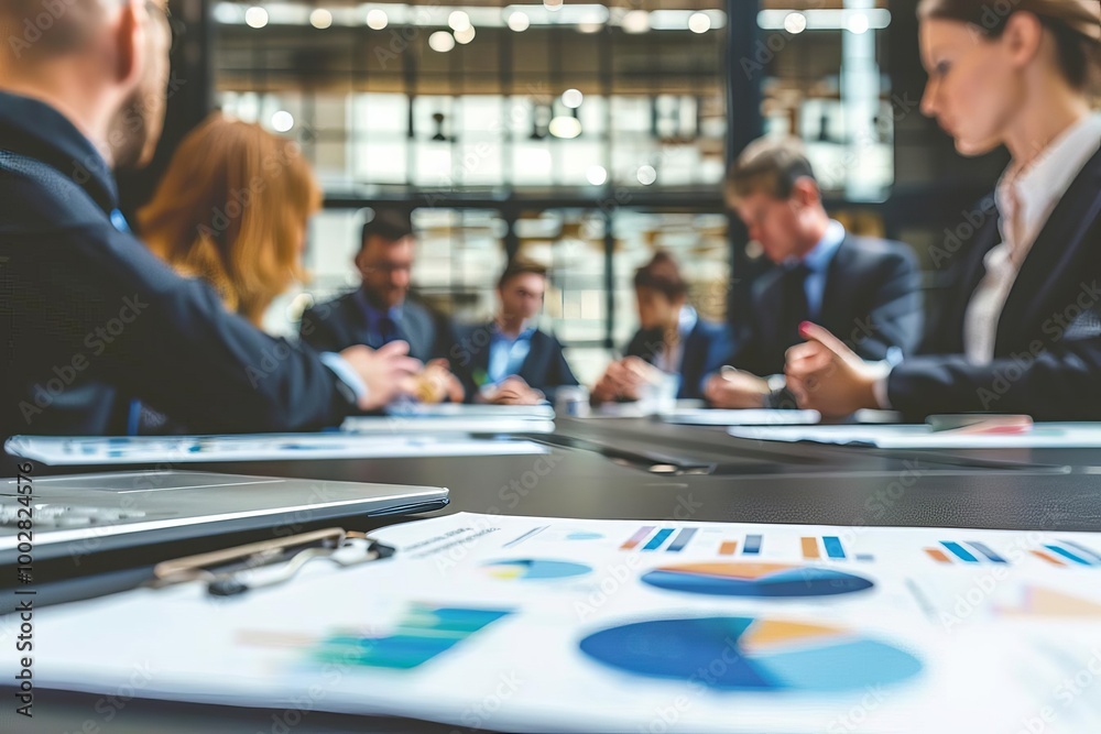 Business meeting or workshop with professionals engaged in strategic discussions and analysis in a conference room setting Business meeting or workshop with professionals engaged in strategic discussions and analysis in a conference room setting
