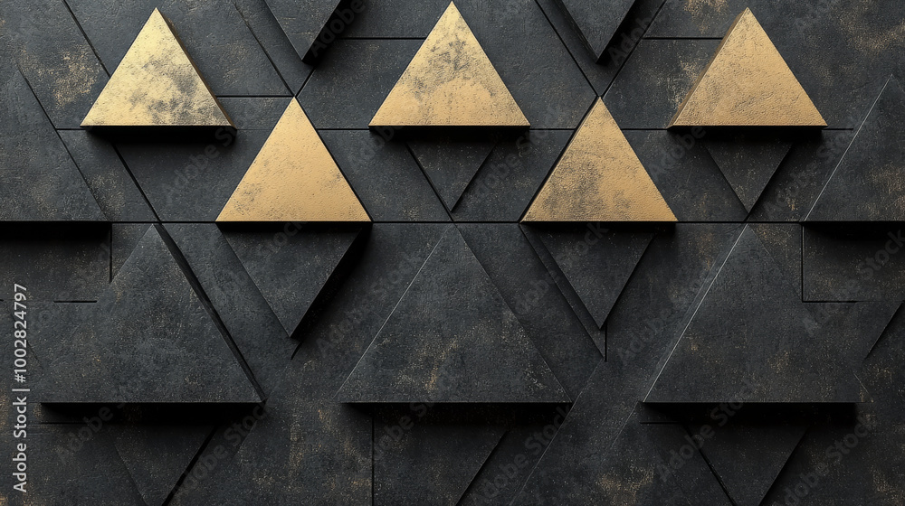 custom made wallpaper toronto digitalAbstract geometric pattern with gold and black triangles.
