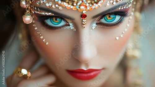 Inspired by traditional or cultural makeup looks from around the world. This could include traditional bridal looks, festival makeup, or ceremonial face art, incorporating distinct patterns, colors
