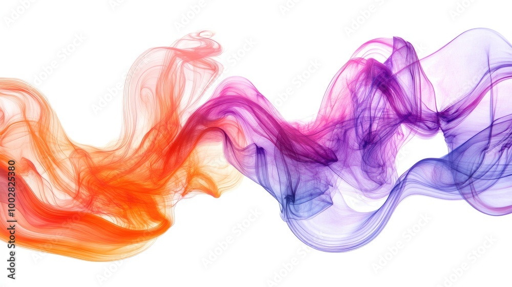 Beautiful swirling trails representing honesty create a captivating abstract pattern on a clean white background during a stunning artistic performance