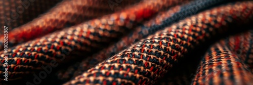 Close up of knit fabric texture in gray and white.