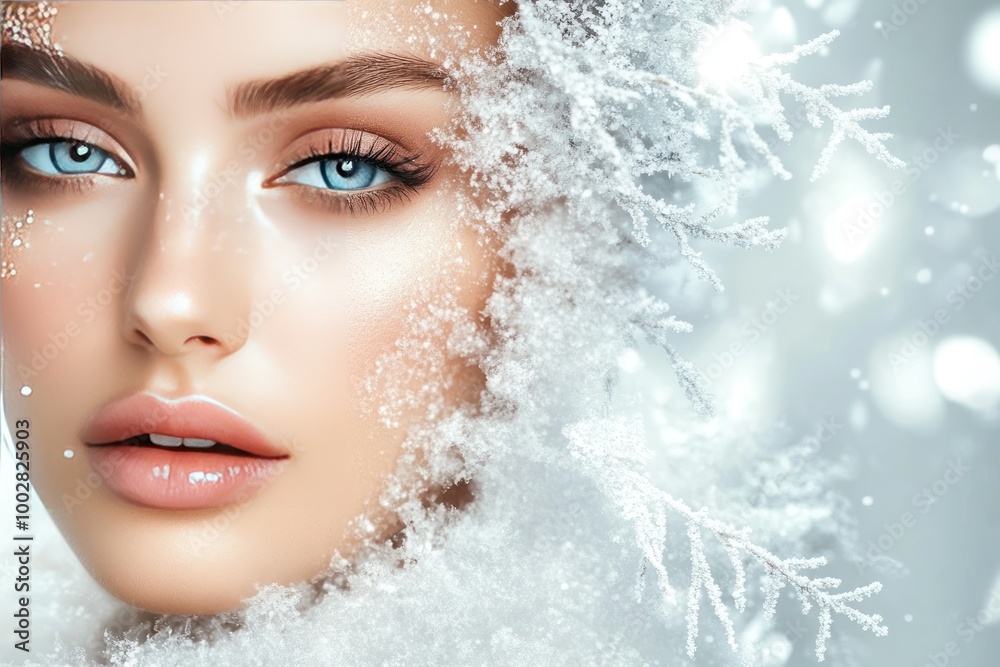 Close-Up Portrait of a Female with Sparkling Background Close-Up Portrait of a Female with Sparkling Background