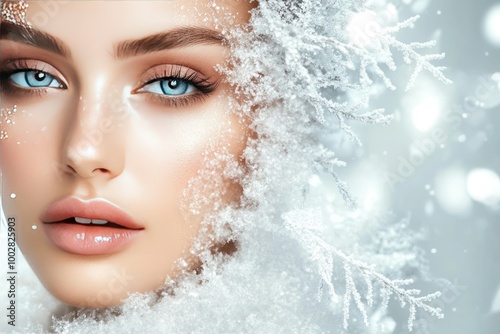 Close-Up Portrait of a Female with Sparkling Background