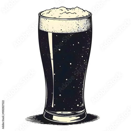 A Detailed Sketch of a Pint Glass of Dark Beer