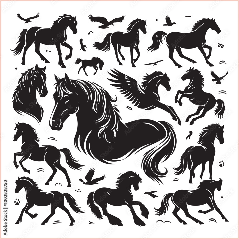 Horse head vector silhouettes
Horse head vector silhouettes