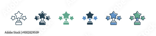 winner prize star trophy award icon set competition champion achievement reward vector illustration for web and app