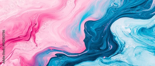 Colorful abstract swirl pattern with pink, blue, and aqua hues on a smooth background. photo