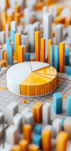 Wallpaper Mural Colorful pie chart and bar graph on grid, financial data visualization concept. Torontodigital.ca