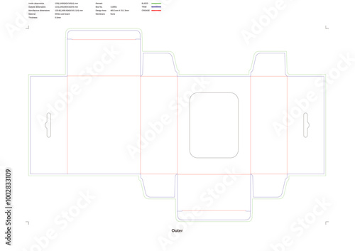 Custom dimensions tuck end box variations with window dieline 110051