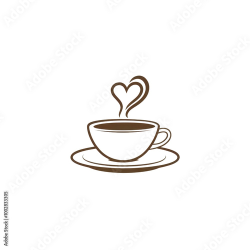 Cup of Coffee with Heart Shape Steam