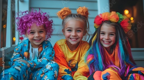 Playful and Vibrant Halloween Costumes for Children Featuring Cheerful Designs Bright Fun Party Vibes