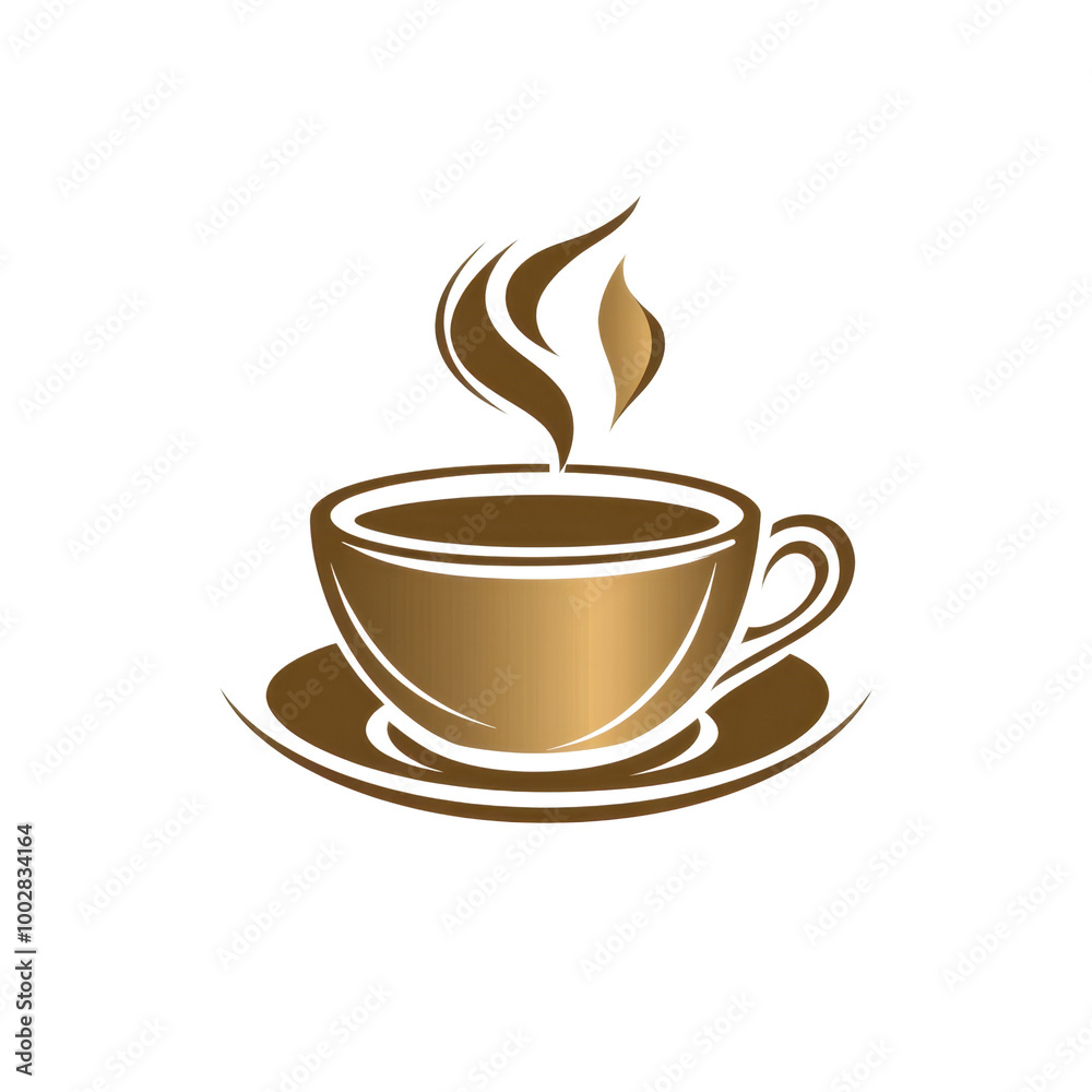 Elegant Gold Coffee Cup with Steam Design Elegant Gold Coffee Cup with Steam Design