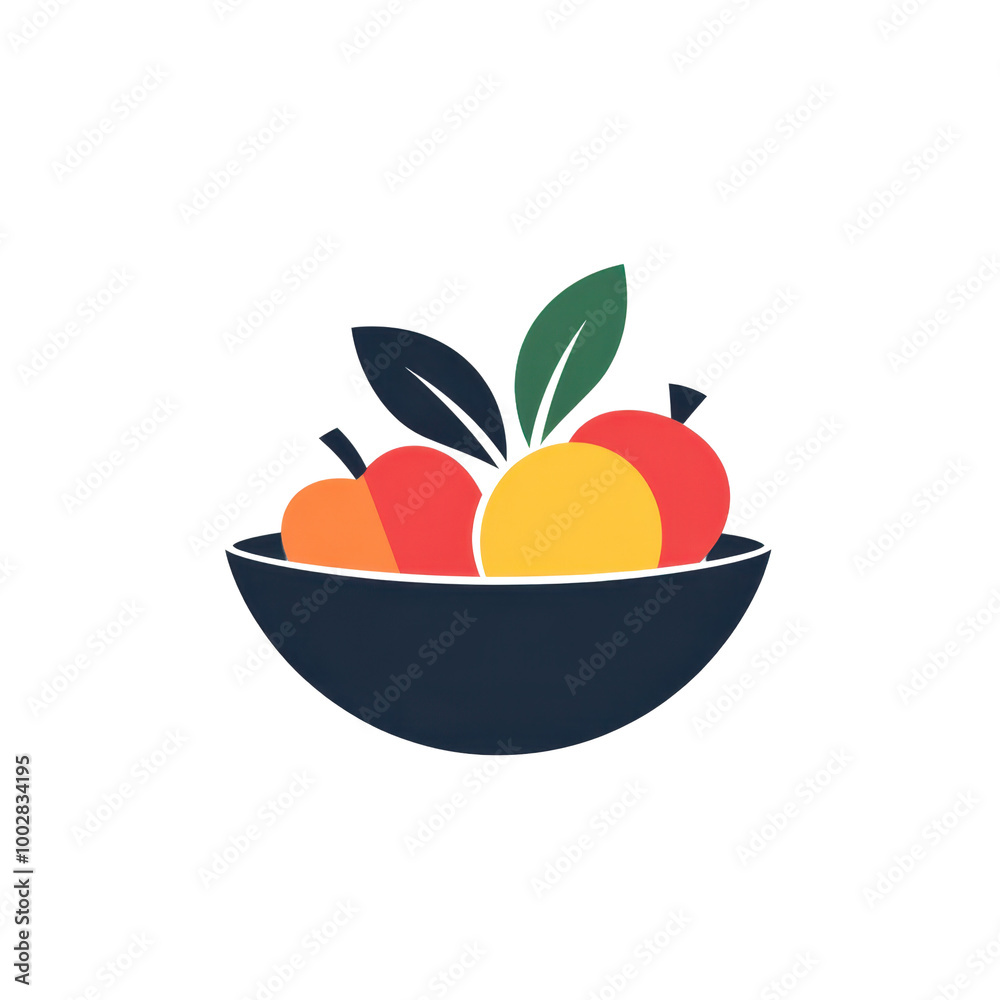 Colorful Fruit Bowl with Leaves and Vivid Fruits Colorful Fruit Bowl with Leaves and Vivid Fruits