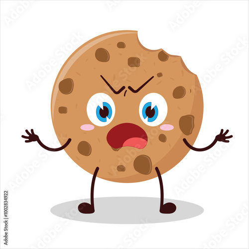 Cute why expression of bite cookies cartoon character