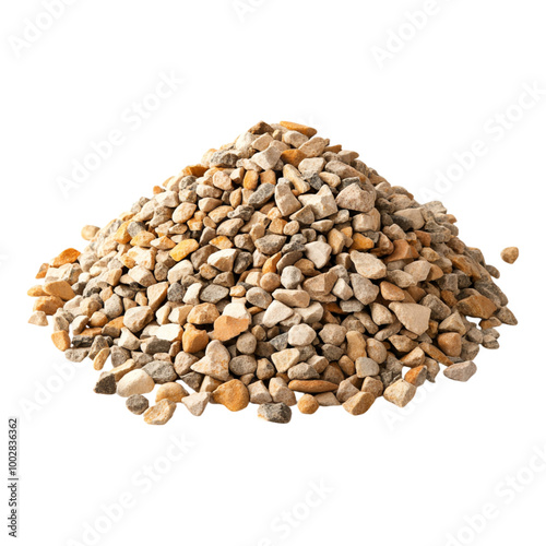 Neatly Arranged Gravel Pile on White Background photo