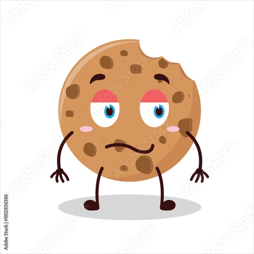 Cute silent expression of bite cookies cartoon character