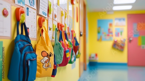 Carefully arranged rows of colorful visual schedules displayed on a wall providing structure routine and educational support for a child s development and learning photo