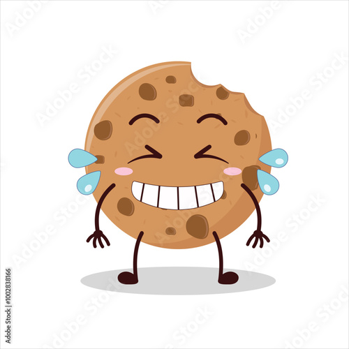 Cute pleased expression of bite cookies cartoon character