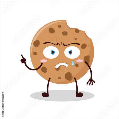 Cute weird expression of bite cookies cartoon character