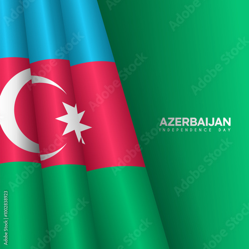 Illustration of wavy azerbaijan flag, suitable for Azerbaijan Independence Day
