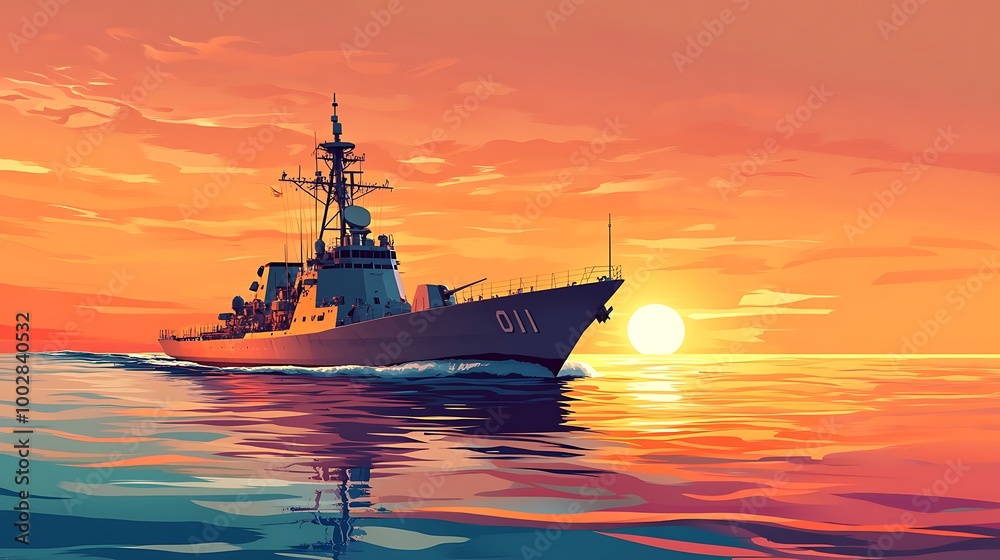 Warship Sails into the Sunset Warship Sails into the Sunset