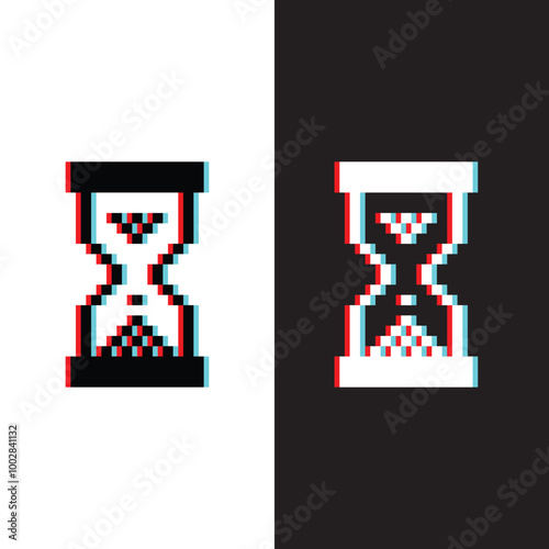 glich effect pixel hourglass vector icon 8 bit