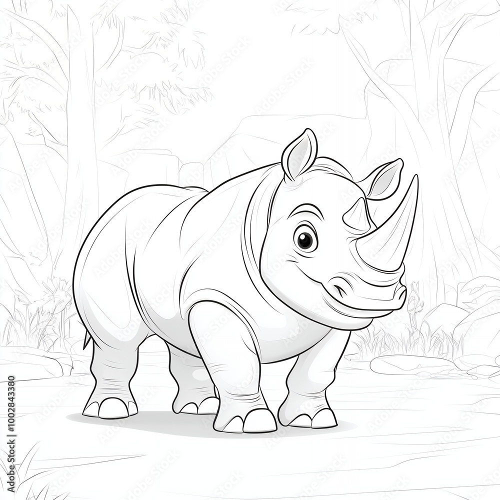 a rhino on the back and white a rhino on the back and white