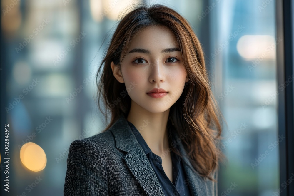 Asian businesswoman office worker in downtown business district, Generative AI Asian businesswoman office worker in downtown business district, Generative AI