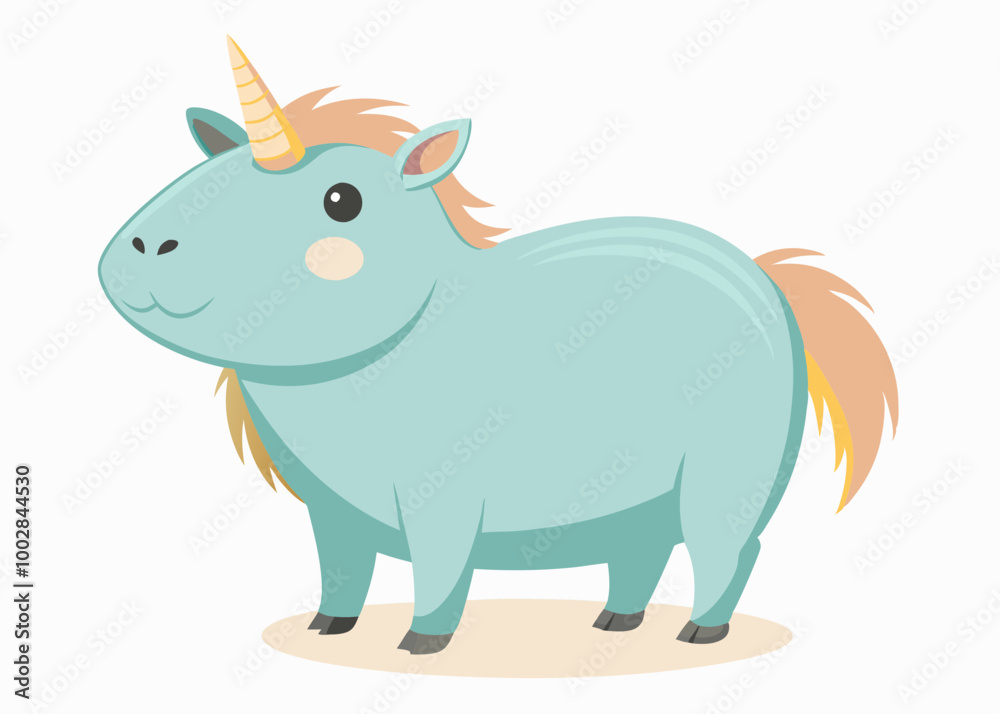 Cartoon Capybara with Unicorn horn isolated on a white background Cartoon Capybara with Unicorn horn isolated on a white background