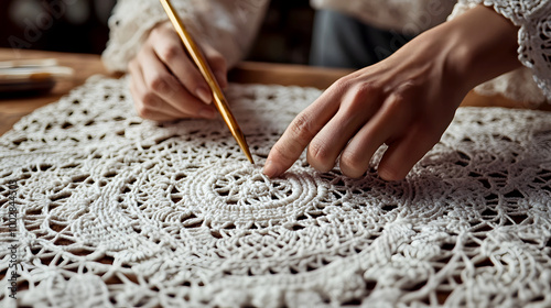 Crafting Lace Tablecloth with Fine Yarn Patterns