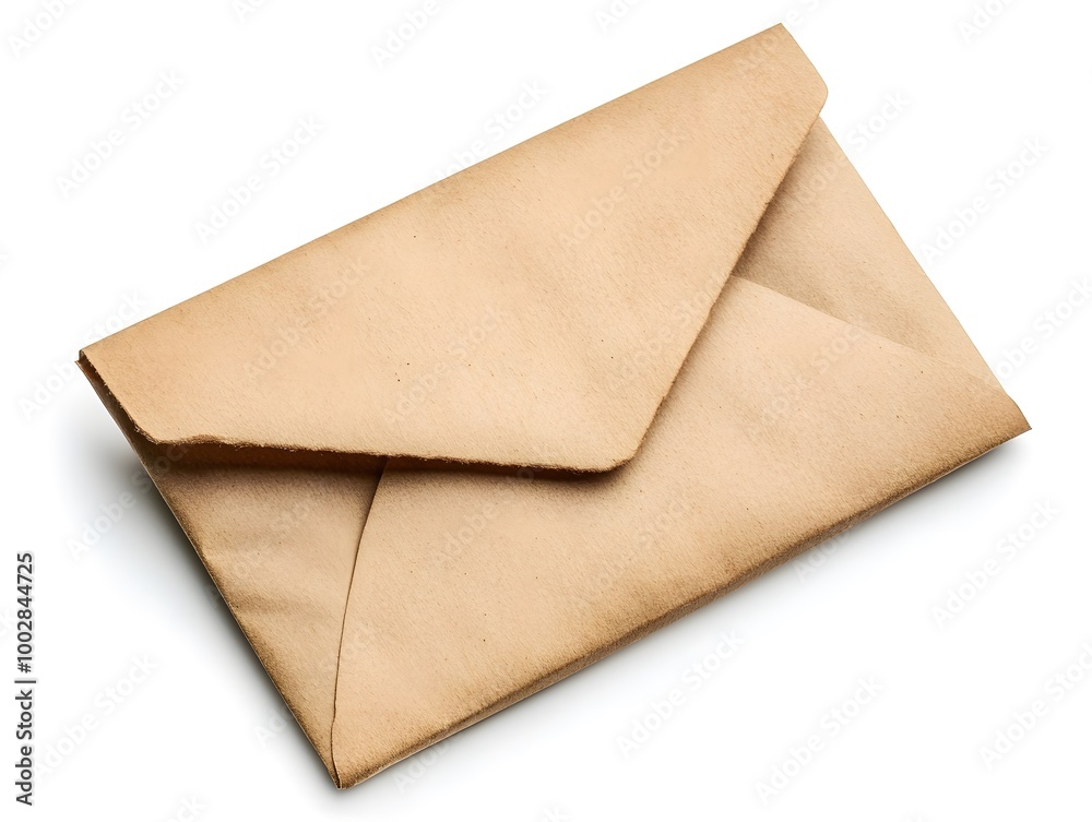 Blank brown envelope on white background,postal delivery and communication concept Blank brown envelope on white background,postal delivery and communication concept