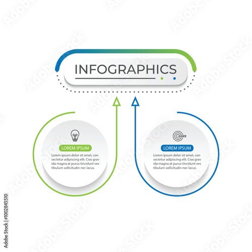 Vector infographic thin line design with marketing icons. Business concept with 2 options, steps or processes.