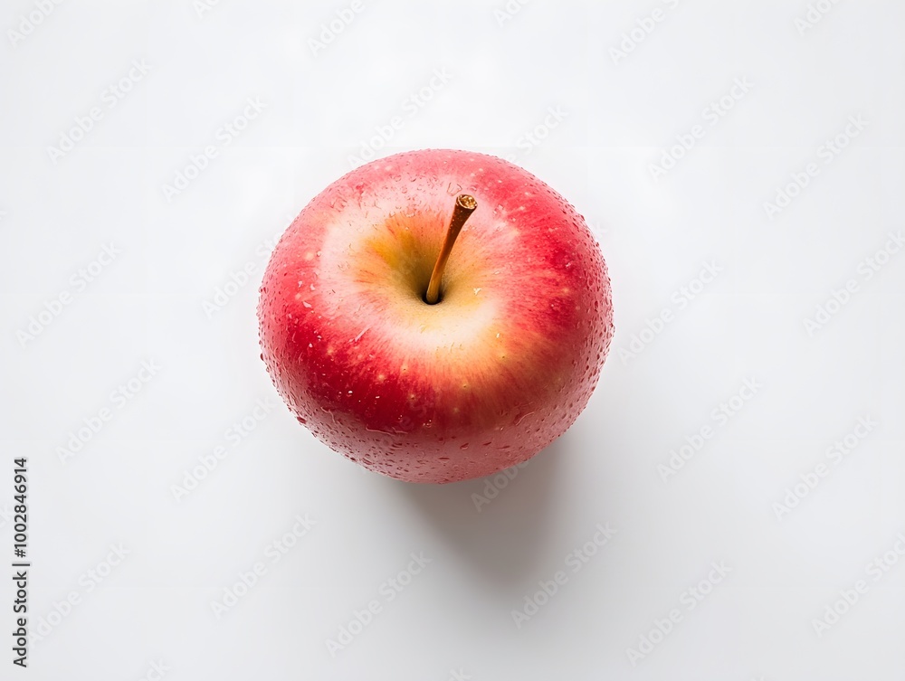 Crisp and Juicy Red Apple on Plain White Background