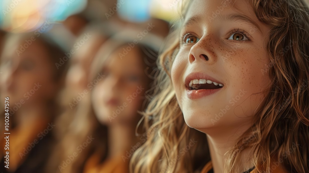 Realistic view of children singing in a church choir high-definition clarity Realistic view of children singing in a church choir high-definition clarity