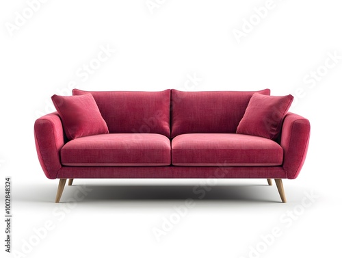 Elegant Red Velvet Sofa in Contemporary Living Room Interior Design