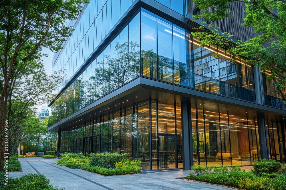 Modern business office outdoor, Generative AI Modern business office outdoor, Generative AI