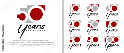 anniversary logo set. vector design red and grey color can be use for celebration moment