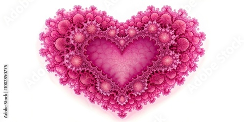 A beautiful fractal heart illustration floating in the sky