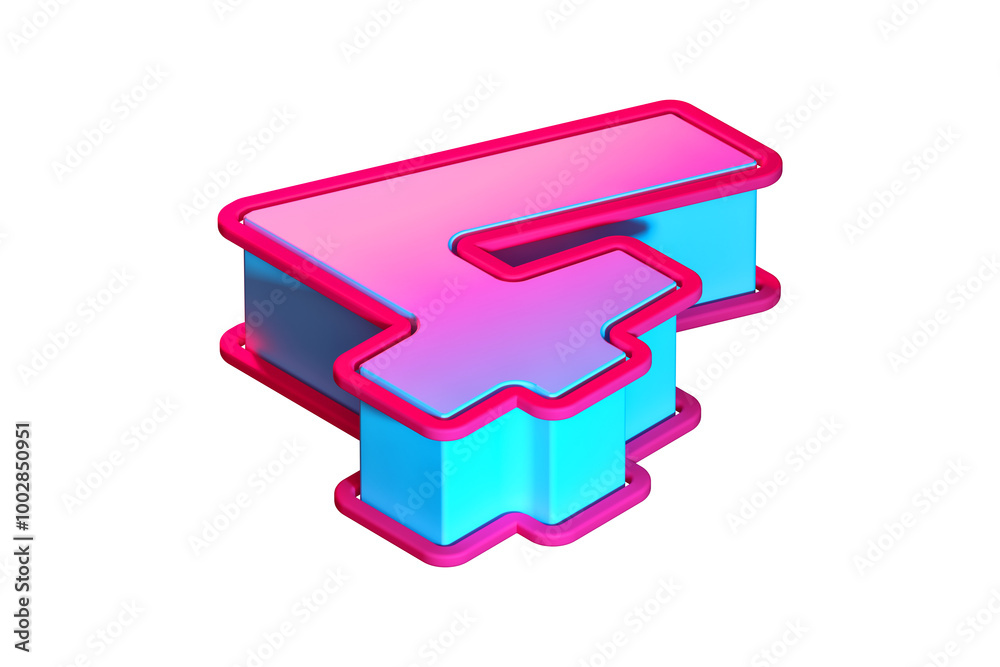 3D Isometric number 4 with purple-pink gradient and cyan blue edges. 3D rendering typography suitable for poster, web, advertising and modern design projects. 3D Isometric number 4 with purple-pink gradient and cyan blue edges. 3D rendering typography suitable for poster, web, advertising and modern design projects.