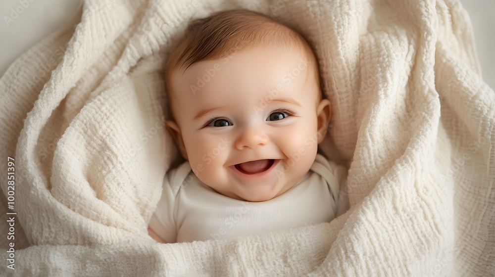 Joyful baby wrapped in soft textures, capturing the essence of childhood. Joyful baby wrapped in soft textures, capturing the essence of childhood.