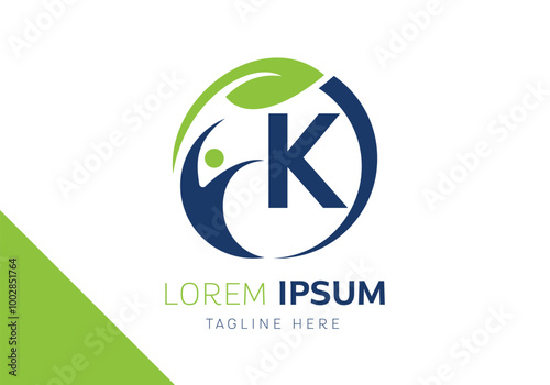 English alphabet with K Health Care Logo. Medical Logotype Template Vector