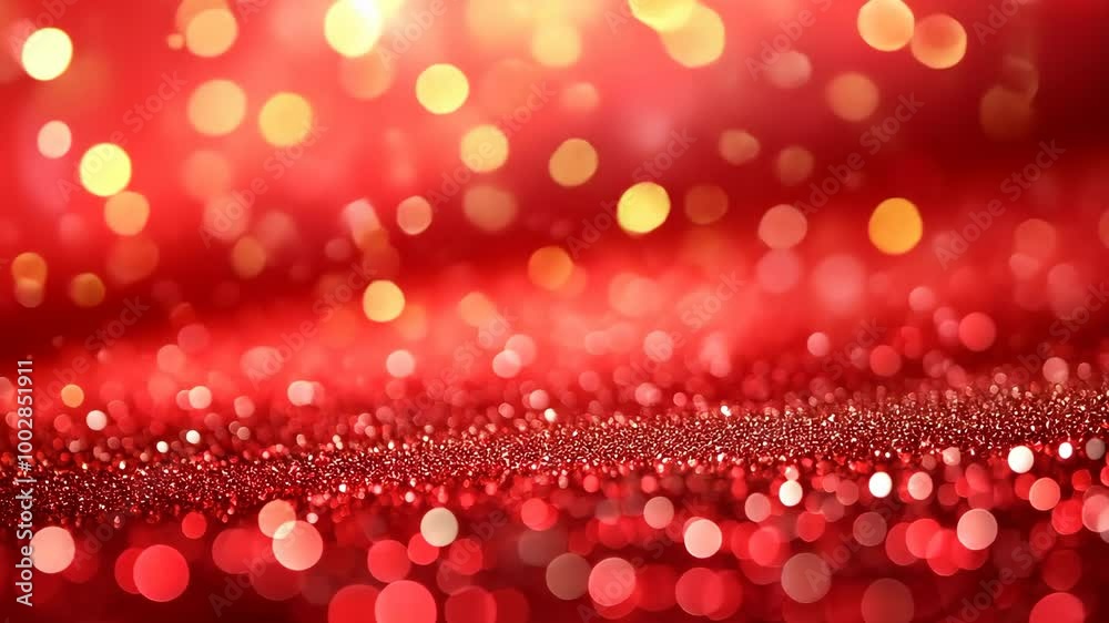 Red glitter sparkles in the light, creating a festive and celebratory atmosphere