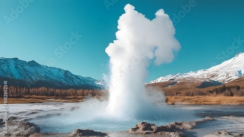 Magnificent Geothermal Eruption Geyser Bursting with Untamed Natural Power Showcasing the Incredible Geothermal Energy and Volcanic Activity Hidden Within the Earth s Surface