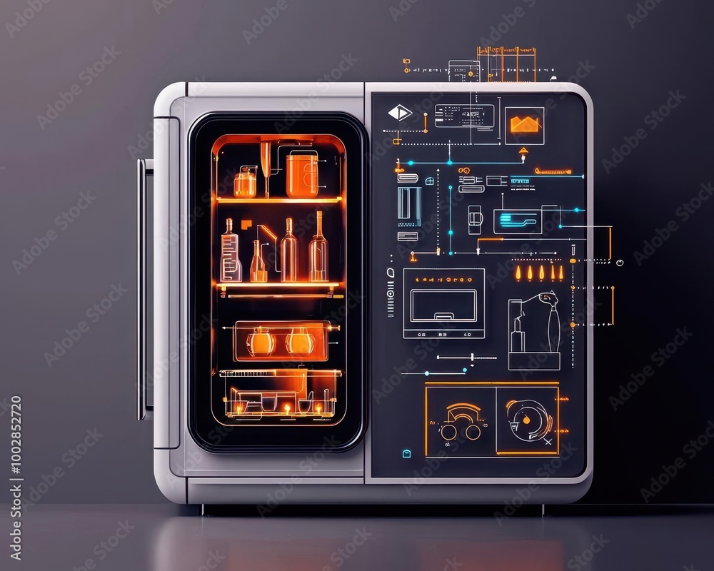 3D CAD design of a smart home appliance with digital interface, 3D CAD, smart technology design concept 3D CAD design of a smart home appliance with digital interface, 3D CAD, smart technology design concept