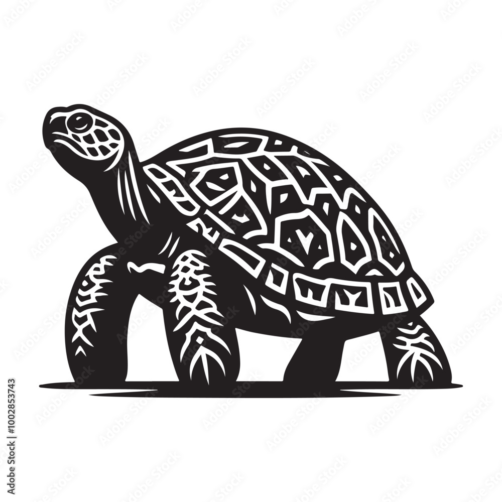 Fototapeta premium Turtle Silhouette, Stylish icon, template, background, tattoo. Print for t-shirt. Hand drawn vector illustration, Turtle black vector, isolated.